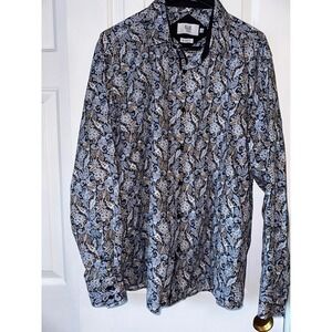 ELIE Men's XL Urban Slim‎ Fit Long Sleeve Button Down Paisley Print Shirt